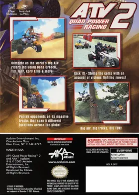 ATV - Quad Power Racing 2 box cover back